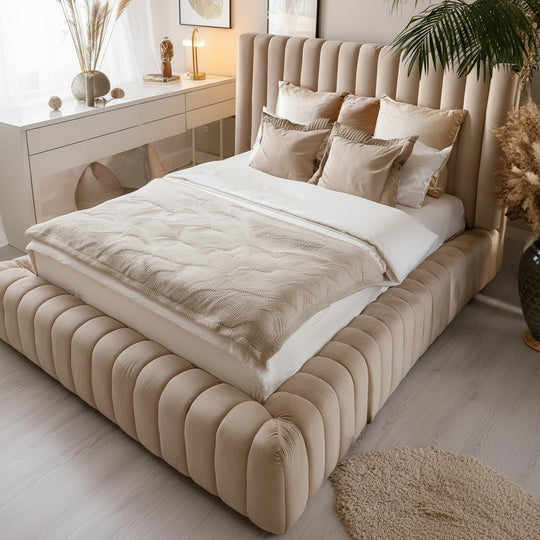 Pat tapițat modern cu ladă, Hena