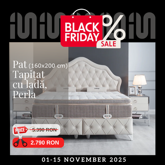 Pat tapițat de lux cu ladă, Perla