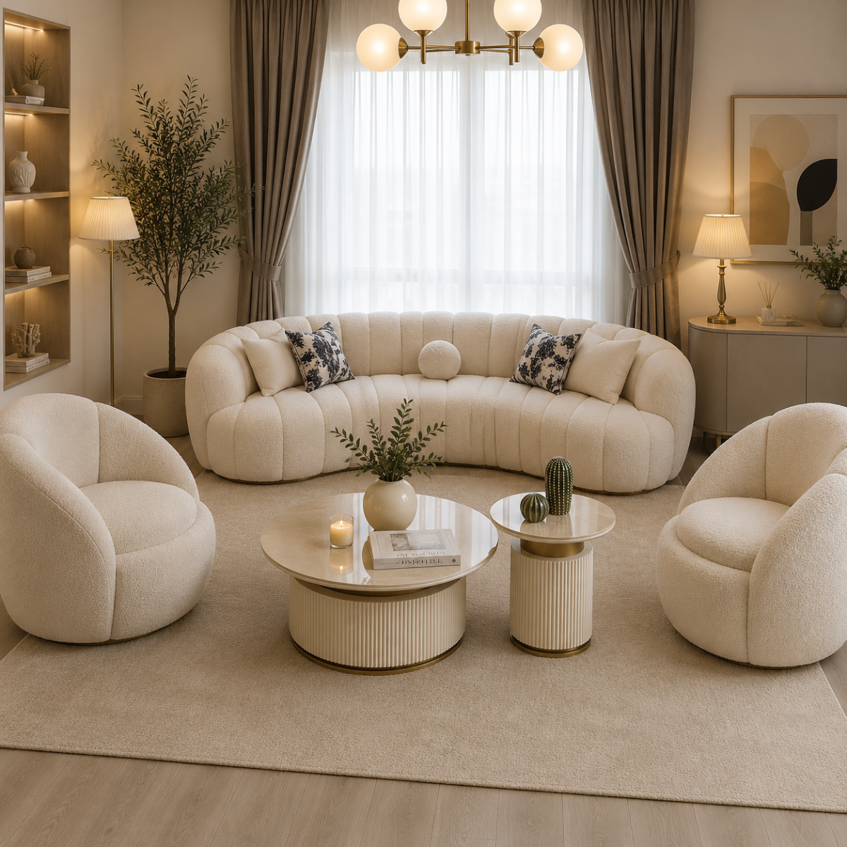 Set Canapea Bucle 4 locuri cu fotolii , Alegria