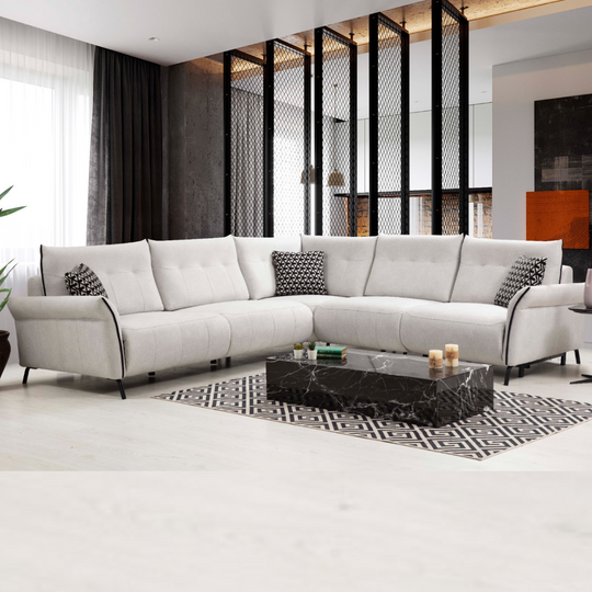 Colțar Modern cu Recliner, Mozart S , crem