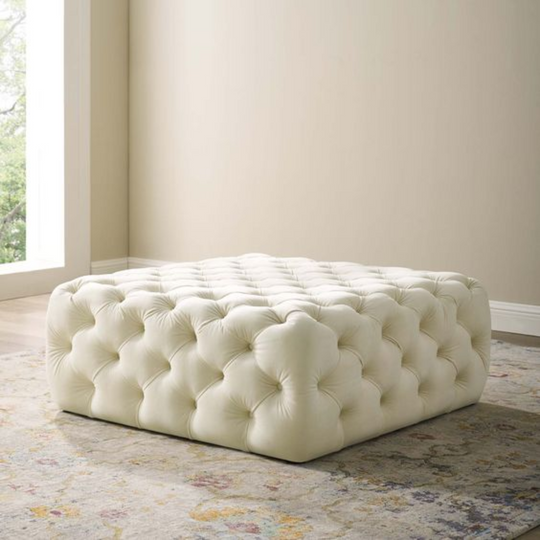 Taburet Tapitat Chesterfield, Milano , catifea, bej