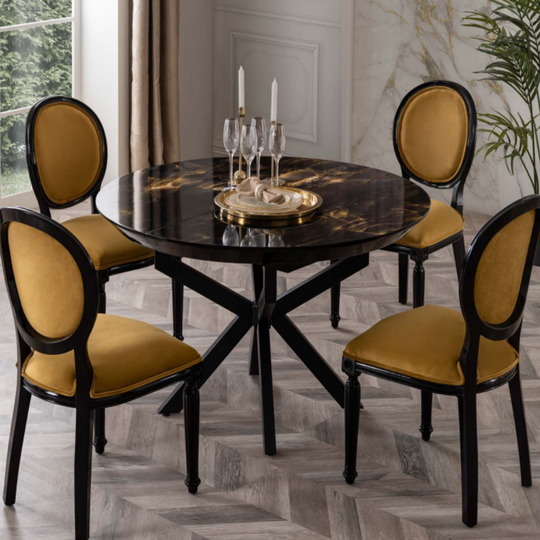 Set Masa Rotunda Extensibila de Dining cu 4 scaune, Toronto