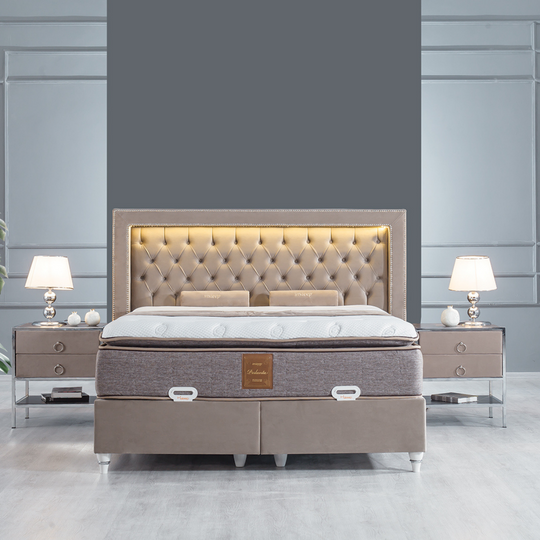 Pat tapițat de lux cu ladă, Light