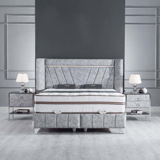 Pat tapițat modern cu ladă, Lussat