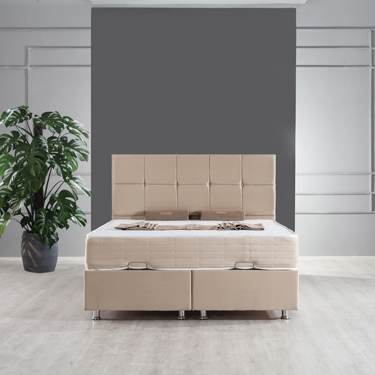 Pat tapițat de lux cu ladă, Bambu